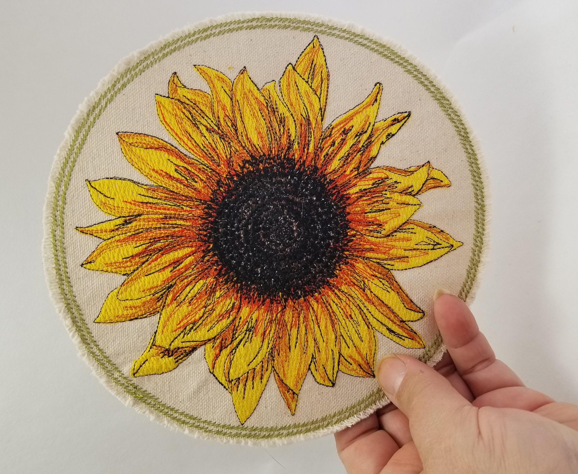 Sunflower Embroidered Patch Canvas Patch Jumbo Back Patch Etsy