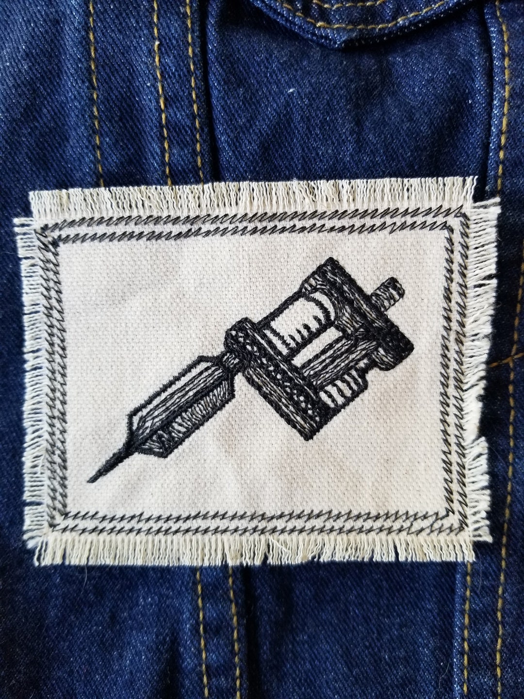 Tattoo Machine Embroidered Patch Canvas Patch - Etsy