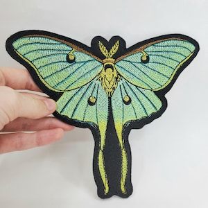 Large Luna Moth Moon Phase Embroidered Patch Canvas Patch - Back Pack Patch - Patch Jacket
