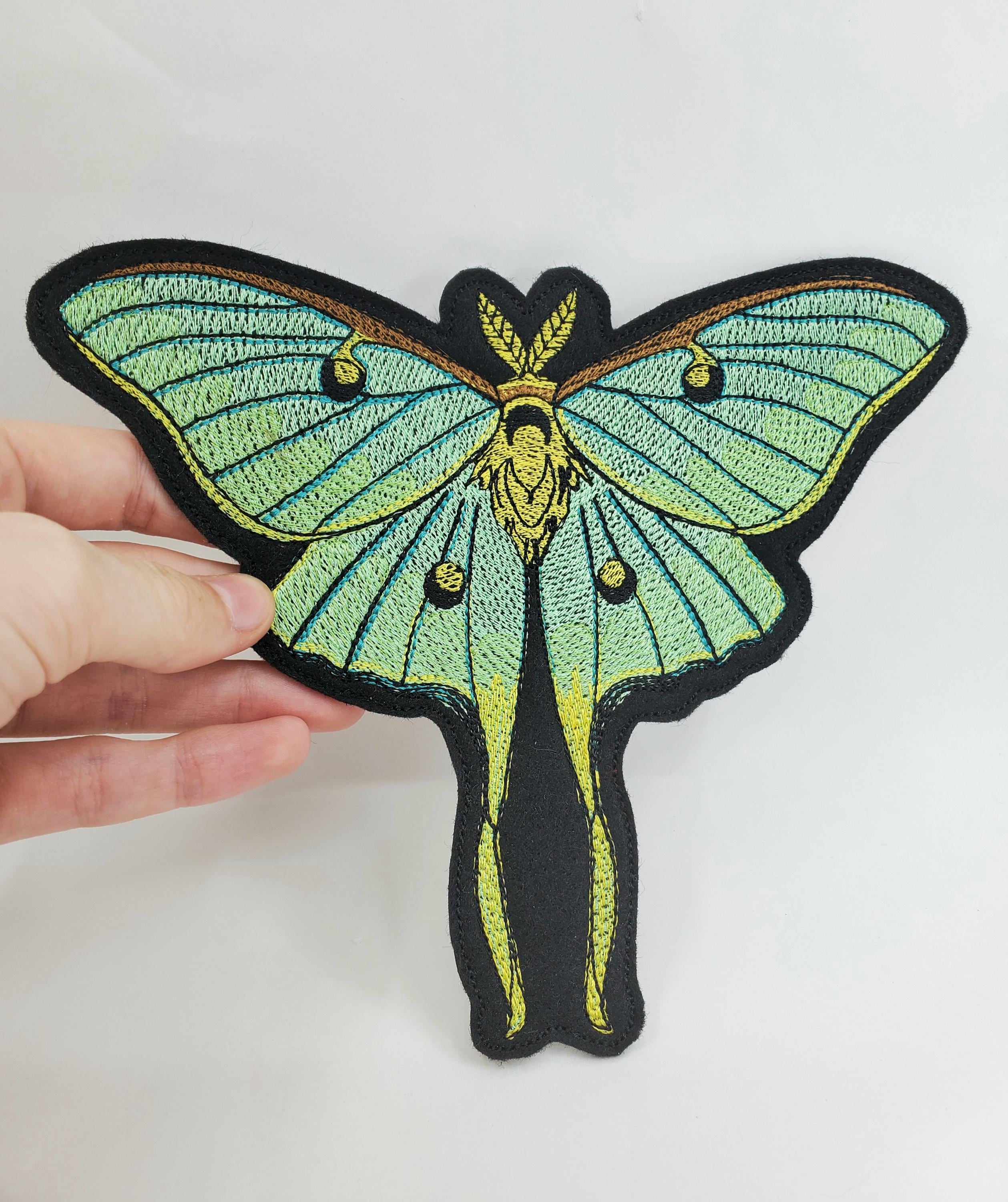 Large Luna Moth Moon Phase Embroidered Patch Canvas Patch - Back Pack ...