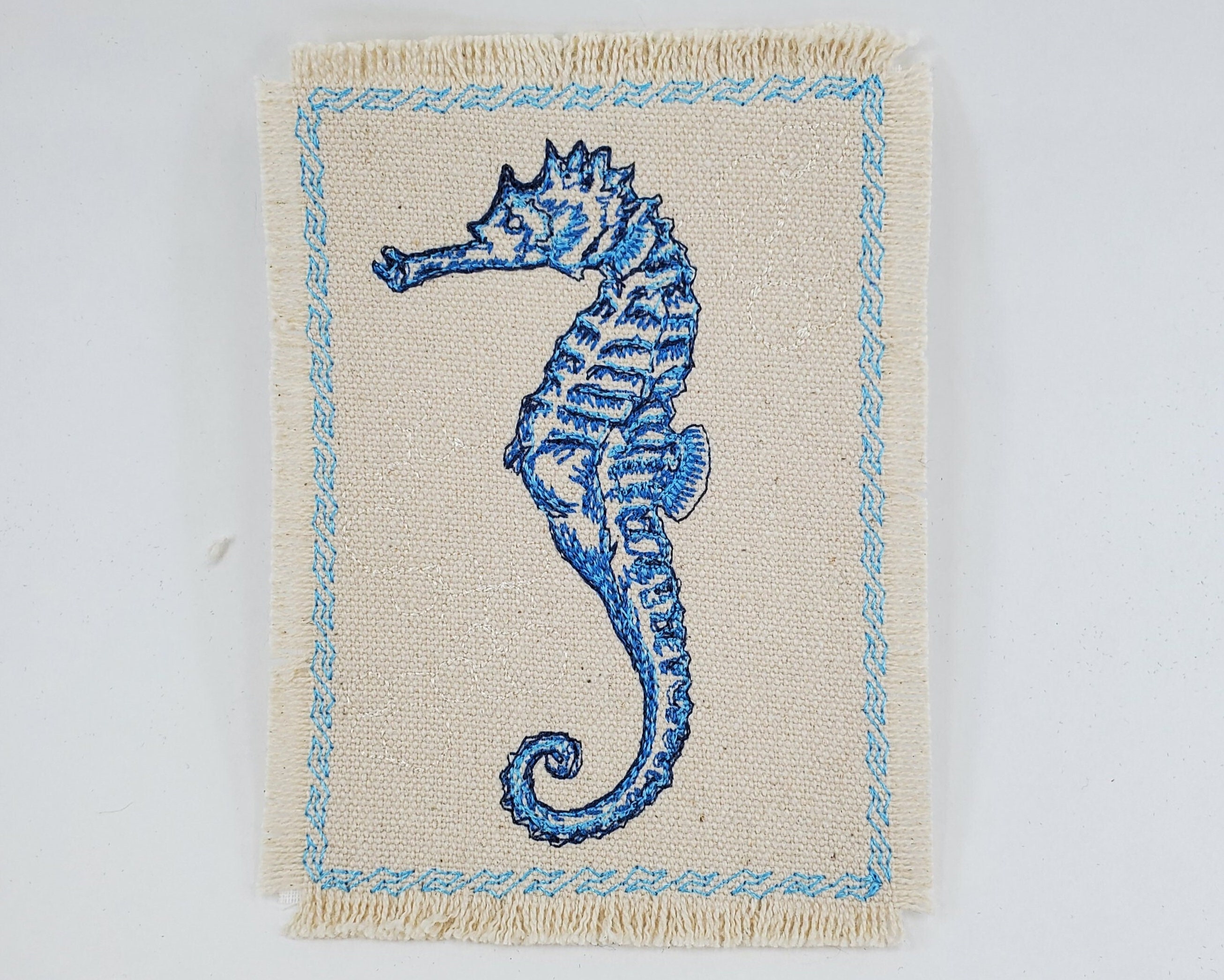 タツノオトシゴ刺繍パッチ - バックパックパッチ刺繍 - 海の生き物 海