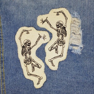 Dancing Skeleton Embroidered Patch Canvas Patch Hole in my Jeans Patch image 5