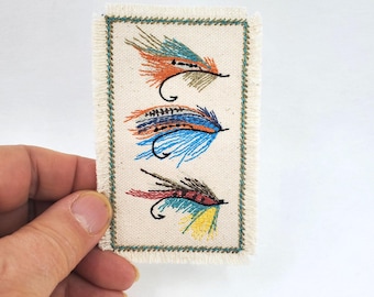 Parche de lona bordado con la frase "Mosca de pesca con mosca": regalo para pescadores