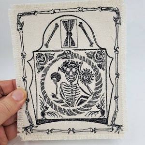 Larger Skull Sun and Moon Gravestone Cemetery Tombstone Embroidered Patch Canvas Patch Jacket - Hole in your jeans?  Add to your jean jacket