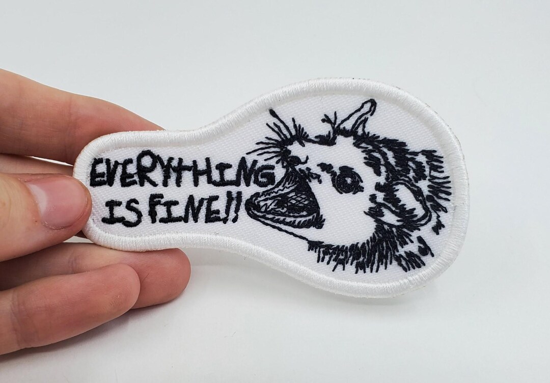 I'm Fine Embroidered Patch Funny Opossum Screaming Backpack Patch Iron ...