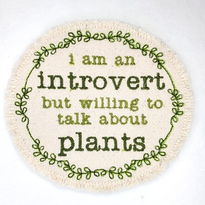 Introvert Loves Plants - Embroidered Patch Outdoors Plants Garden Patch - Backpack patch - Plant Lover