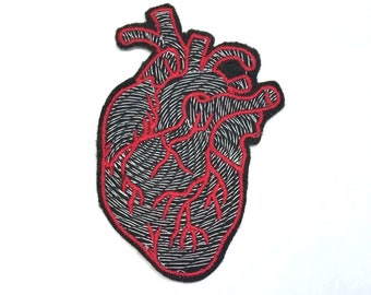 Patch coeur anatomique brodé pour sac à dos - Patch veste - Anatomie