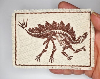 Stegosaurus Fossil Embroidered Canvas Patch - Back Pack Patch - Patch Jacket - Patch for Jeans - Dinosaur