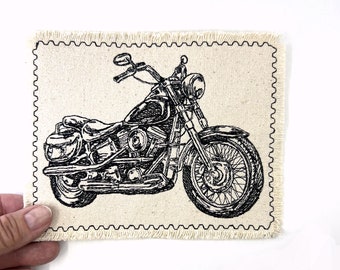 Motorcycle Embroidered Patch Canvas Patch - Add a patch to your jean or jacket.