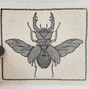 Stag Beetle Embroidered Patch Canvas Patch - Backpack Patch - Patch Collection - Insects entomology patch - Patch jacket