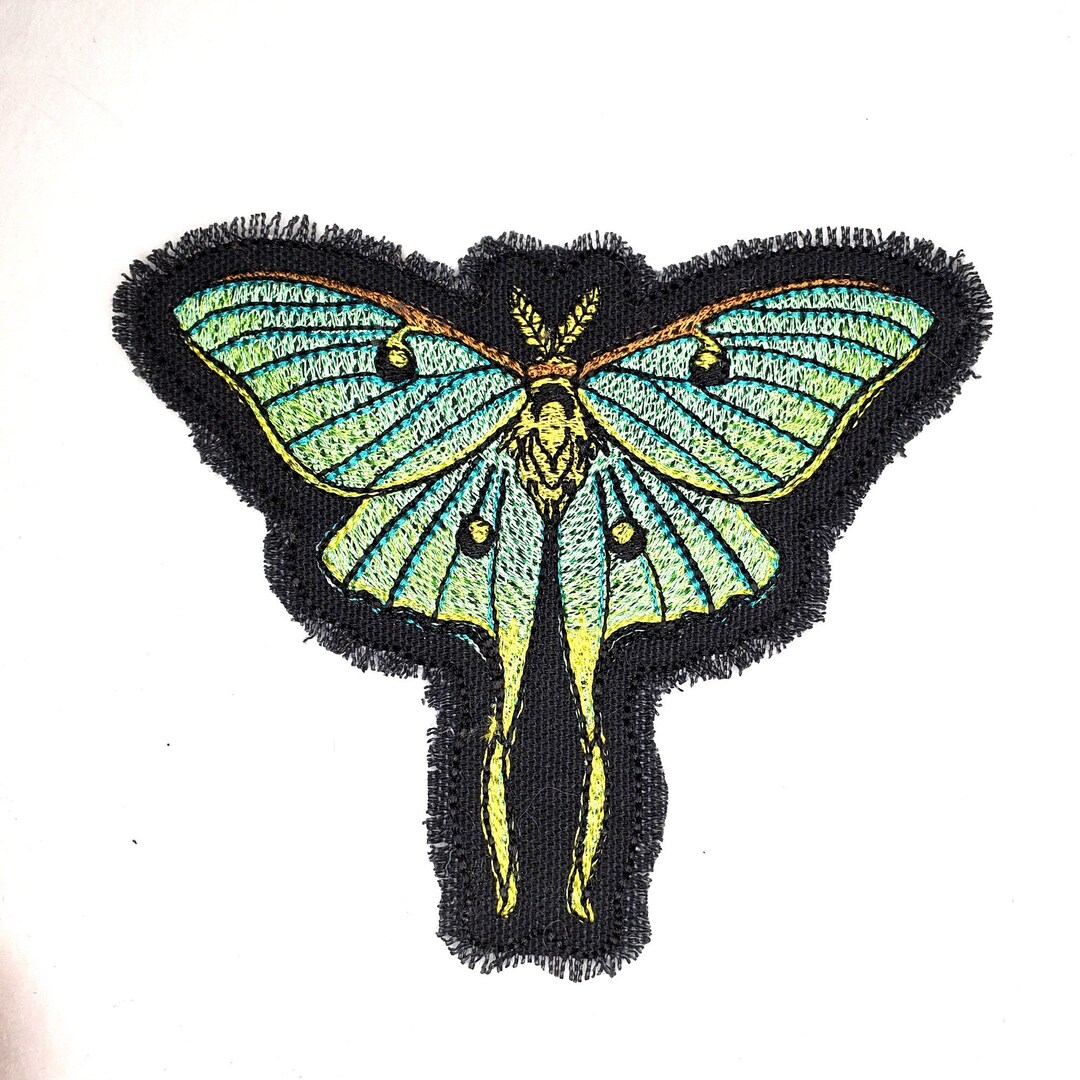 Luna Moth Moon Phase Embroidered Patch Canvas Patch - Back Pack Patch ...