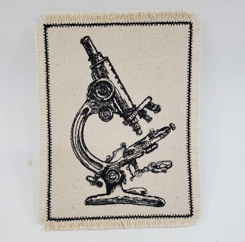 Compound Microscope Sticker Vintage Microscope Embroidered Canvas Patch: Science Lover Gift - Etsy