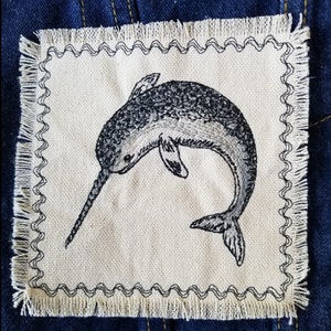 Narwal Embroidered Patch Canvas Patch