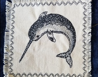 Narwal Embroidered Patch Canvas Patch
