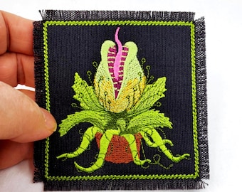 Man Eating Plant - Embroidered Patch Outdoors Plants Garden Patch - Backpack patch - Plant Lover