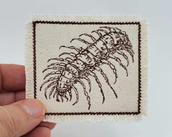 Creepy Centipede Embroidered Patch Canvas Patch - Backpack Patch - Patch Collection - Insects