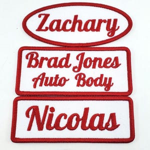 Personalized Name Embroidered Iron On Name Tag - Garage Name Tag - name iron on patch - uniform name patch -Choose your color Add your name