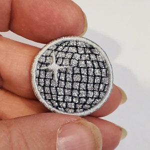 Mini Disco Ball Embroidered Patch - Backpack Patch - messenger bag patch - Embroidery - Glitter Disco ball patch - Made in the US