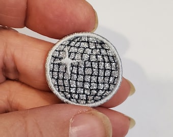 Mini Disco Ball Embroidered Patch - Backpack Patch - messenger bag patch - Embroidery - Glitter Disco ball patch - Made in the US