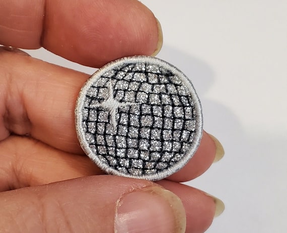 Mini Disco Ball Embroidered Patch - Backpack Patch - messenger bag patch - Embroidery - Glitter Disco ball patch - Made in the US