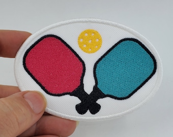 Pickleball Embroidered Iron-On Patch: Backpack, Hat Patch