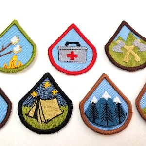 Camping Patch Outdoor Skills Badges - Funny Merit Badge Embroidered Iron On Patch Jacket Backpack Patch Embroidery