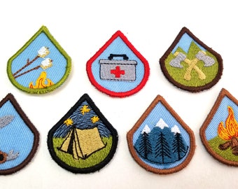 Camping Patch Outdoor Skills Badges - Funny Merit Badge Embroidered Iron On Patch Jacket Backpack Patch Embroidery