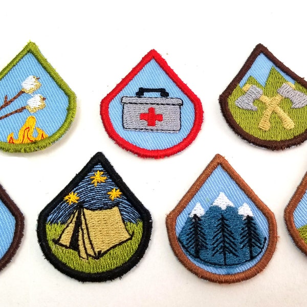 Camping Patch Outdoor Skills Badges - Funny Merit Badge Embroidered Iron On Patch Jacket Backpack Patch Embroidery