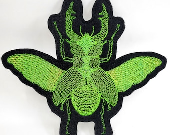 大きなクワガタムシの刺繍パッチ キャンバスパッチ - バックパックパッチ - パッチジャケット