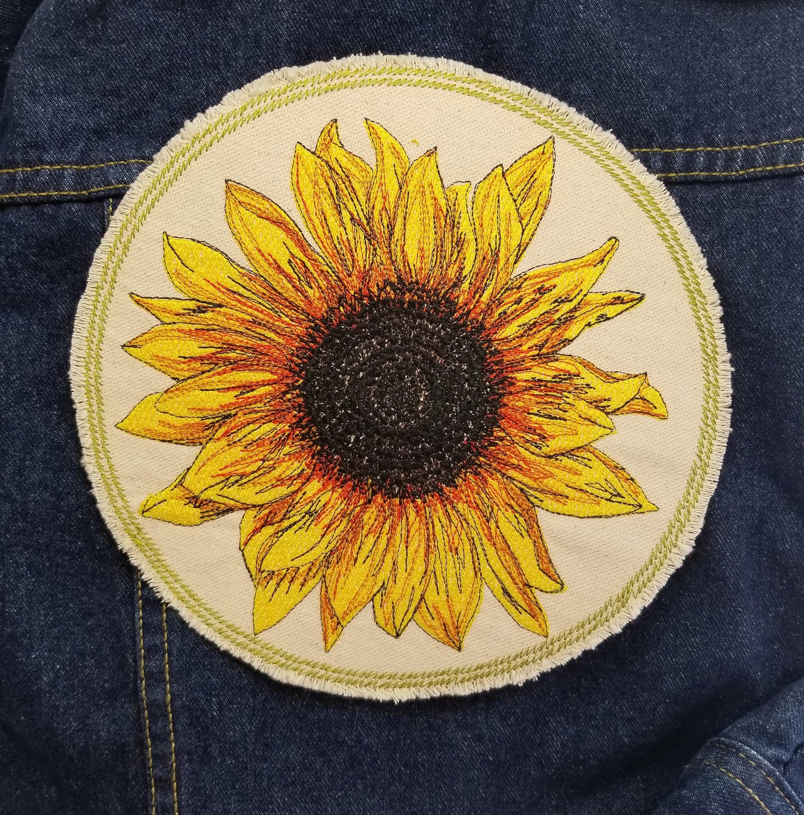 Sunflower Embroidered Patch Canvas Patch Jumbo Back Patch Etsy