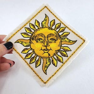 Colorful Sun Embroidered Patch Celestial Canvas Patch