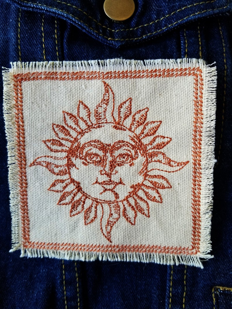 Sun Embroidered Patch Celestial Canvas Patch | Etsy