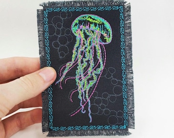 Jellyfish Embroidered Patch Bright Color - Backpack Patch Embroidery - Sea life Ocean lover gift