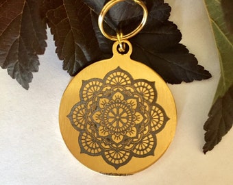 Mandala lotus design dog pet ID tag