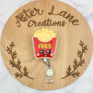 Fries Badge Reel, Cute Food Badge Reel, Fast Food Badge Reel, Cute French Fries, Kawaii Badge Reel, Cafeteria Badge Reel, Foodie Gift