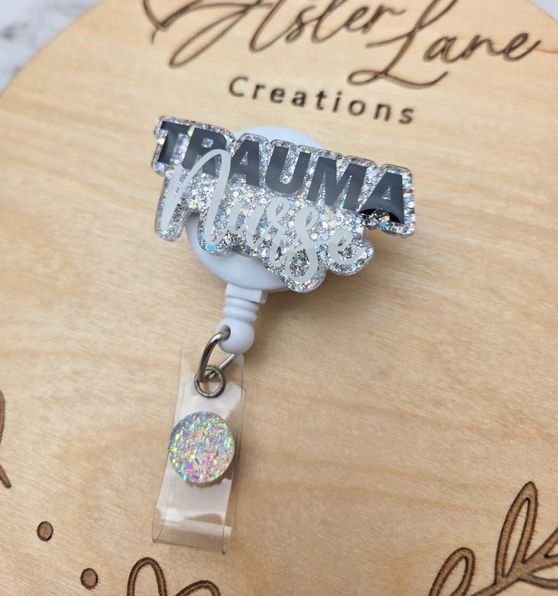 Trauma Nurse Badge Reel, Trauma Nurse Gift, Glitter Badge Reel, Cute Badge Reel, Trauma Badge Reel, Glitter Badge Reel, Nurse Gift image 3
