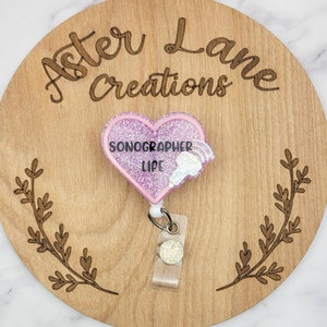 Sonographer Badge Reel, Ultrasound Tech Badge Reel, Heart Badge Reel, Cute Badge Reel, Glitter Badge Reel, Medical Sonographer Badge Reel