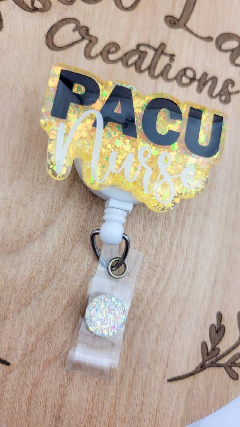 PACU Nurse Badge Reel PACU Gift Glitter Badge Reel Cute Etsy