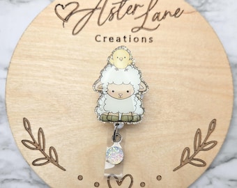 Lamb Badge Reel, Cute Badge Reel, Badge Reel, Spring Animals, Easter Lamb, Spring Badge Reel, Cute Animal Gift, Easter Badge Reel