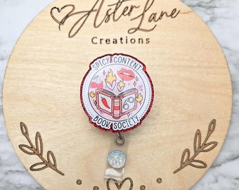 Book Badge Reel, Librarian Gift, Cute Book Gift, Fantasy Book Reader, Badge Reel, SMUT Gift, Book Lover Gift, Bookish Gift, SMUT Reader