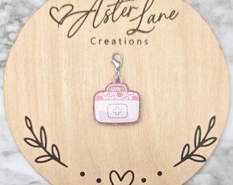 Badge Reel Charm, Medical Bag Charm, Planner Charm, Glitter Charm, Badge Charm, Clip On Charm, Cute Charm For Badge Reel, Nurse Bag