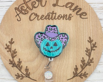 Cowboy Pumpkin, Cute Pumpkin, Teal Pumpkin, Fall Badge Reel, Halloween Badge Reel, Leopard Print Badge Reel, Funny Badge Reel, Badge Holder