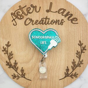 Sonographer Badge Reel, Ultrasound Tech Badge Reel, Heart Badge Reel, Cute Badge Reel, Glitter Badge Reel, Medical Sonographer Badge Reel
