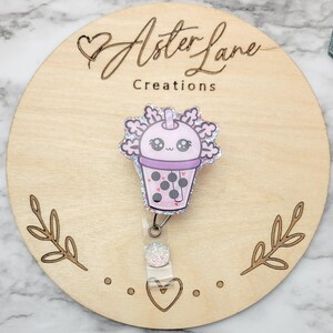 Axolotl Badge Reel, Boba Badge Reel, Cute Animal Badge Reel, Cute Axolotl Gift, Sea Creature, Boba Axolotl, Funny Badge Reel, Axolotl Lover
