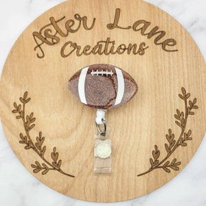 Football Badge Reel, Football Gift, Women&#39;s Football Gift, Glitter Football, Fall Badge Reel, Cute badge Reel, Sports Badge Reel, Football