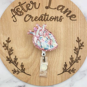 Heart Badge Reel, Anatomy Badge Reel, Organ Badge Reel, Cardiologist Badge Reel, Heart Doctor Badge Reel, Practical Gift, Floral Badge Reel