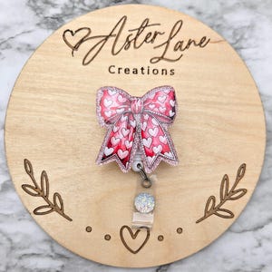 Heart Bow Badge Reel, Cute Bow Badge Reel, Valentines Gift, Badge Reel, Heart Bow Badge Reel, Work Badge Reel, Nurse Gift, Teacher Gift