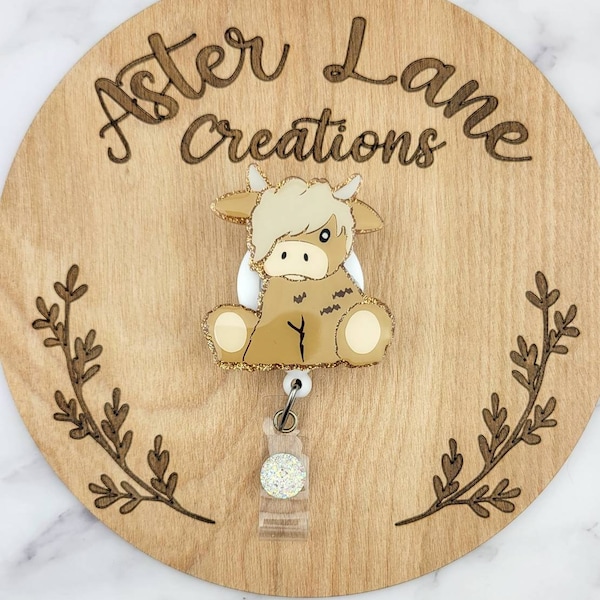 Highland Cow Badge Reel, Cute Animal Badge Reel, Cow Badge Reel, Animal Badge Reel, Cute Badge Reel, Gift for Mom, Gift for Nurse, Cow Gift