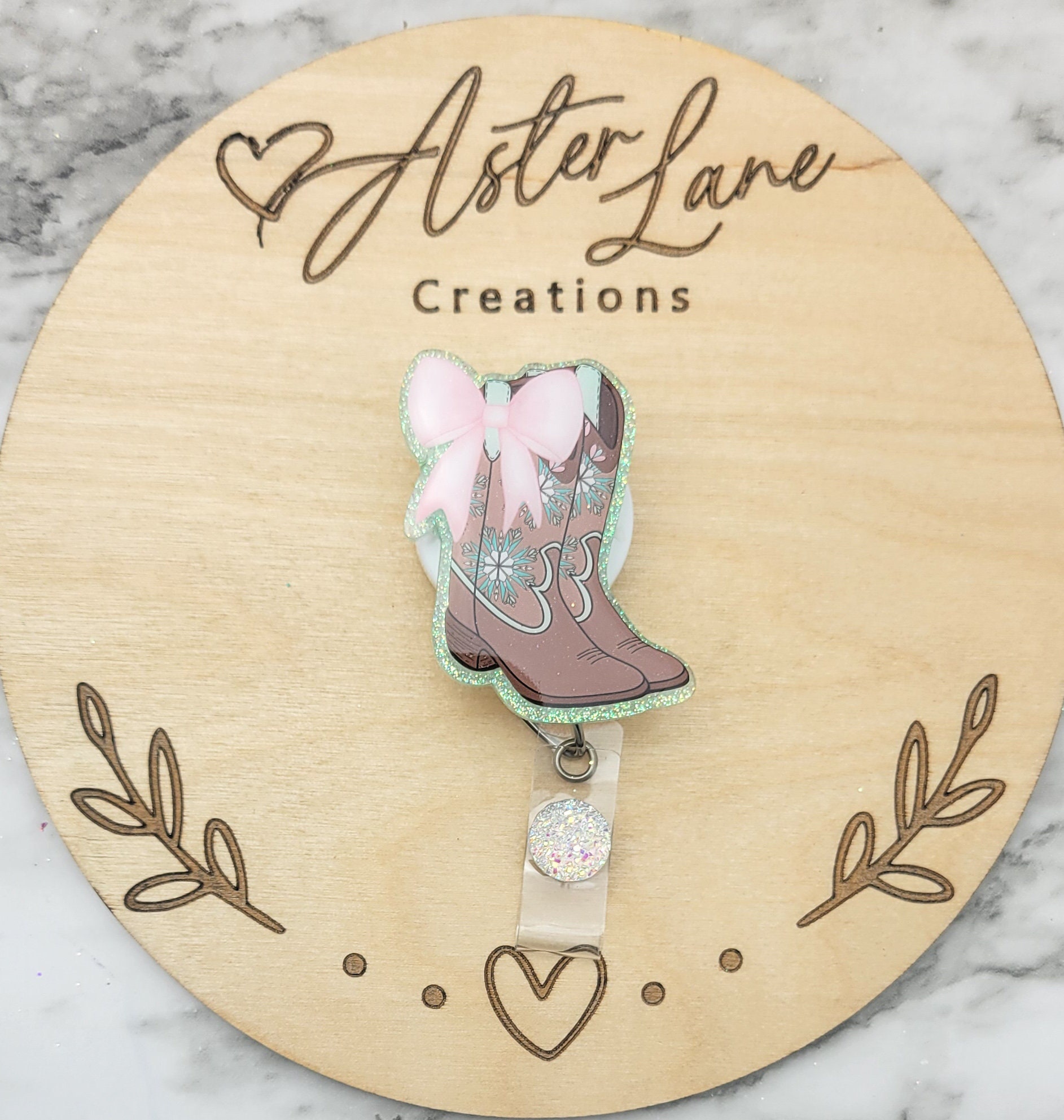 Boots Badge Reel, Western Badge Reel, Womens Gift, Cowboy Boots, Glitter Badge Reel, Pretty Badge Reel, Boots with bow, Congratulations Gift