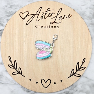Badge Reel Charm, Cute Charm, Nurse Charm, Glitter Charm, Clip On Charm, Badge Charm, Cute False Teeth Charm, Dentist Charm, Hygienist Gift